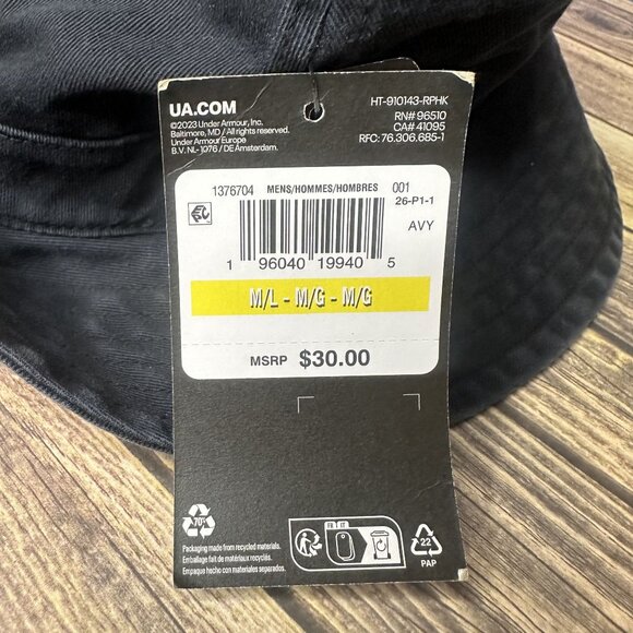 Under Armour Men's Branded Bucket Hat NWT Size M/L (Black) (1376704) - Picture 9 of 9